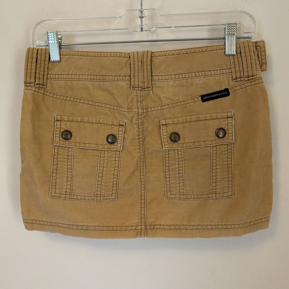 Abercrombie & Fitch Vintage Y2K Tan Corduroy Mini Micro Skirt 0 Low Rise Preppy - Picture 2 of 6